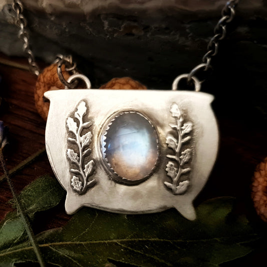 Blue Moonstone Cauldron Necklace